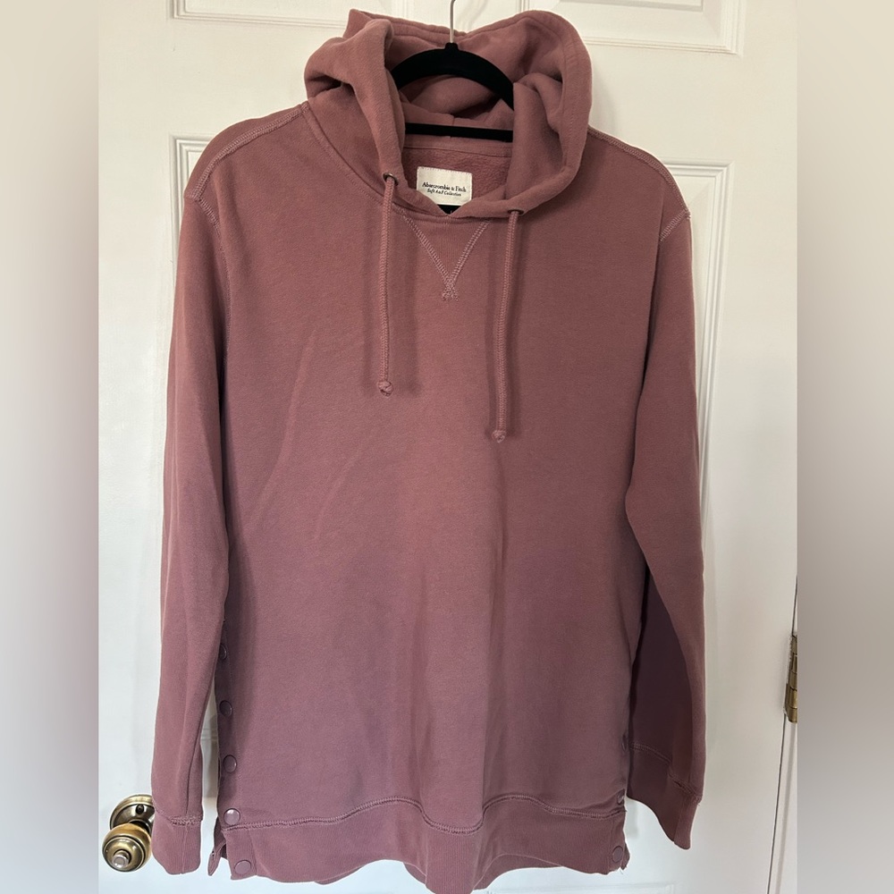 Abercrombie & Fitch Soft AF Mauve Side Button Long Hoodie Size S